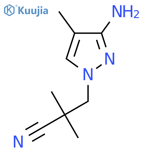 3-(3-amino-4-methyl-1H-pyrazol-1-yl)-2,2-dimethylpropanenitrile structure