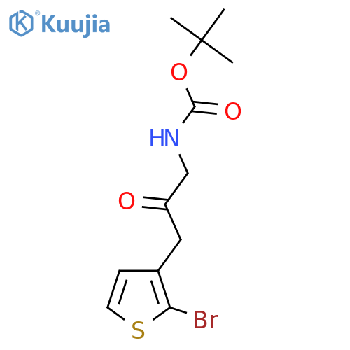 tert-butyl N-[3-(2-bromothiophen-3-yl)-2-oxopropyl]carbamate structure