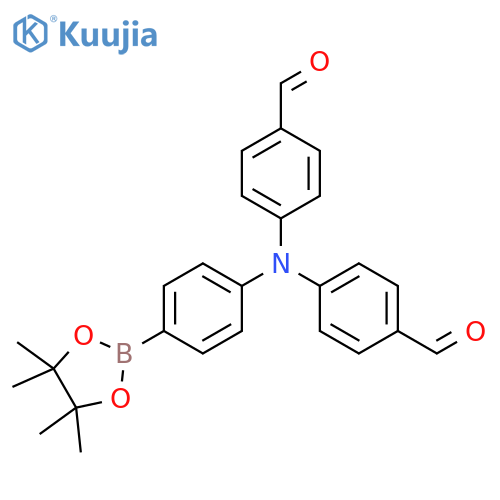 4,4'-((4-(4,4,5,5-Tetramethyl-1,3,2-dioxaborolan-2-yl)phenyl)azanediyl)dibenzaldehyde structure