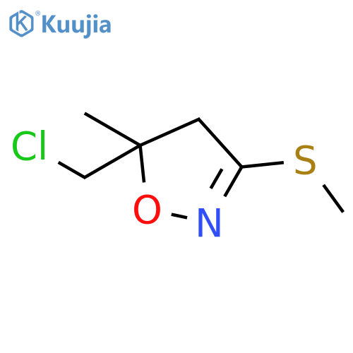 Isoxazole, 5-(chloromethyl)-4,5-dihydro-5-methyl-3-(methylthio)- structure