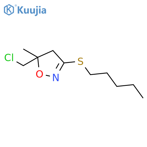 Isoxazole, 5-(chloromethyl)-4,5-dihydro-5-methyl-3-(pentylthio)- structure