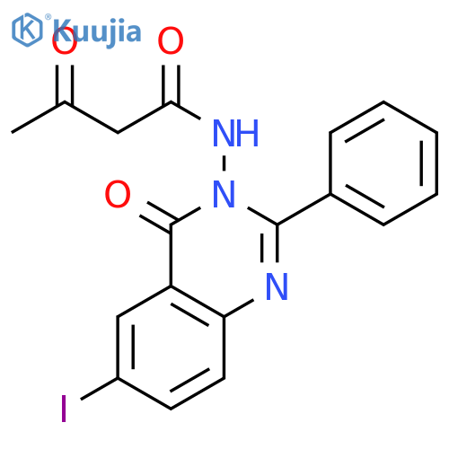 Butanamide, N-(6-iodo-4-oxo-2-phenyl-3(4H)-quinazolinyl)-3-oxo- structure