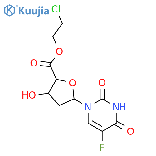 b-D-erythro-Pentofuranuronic acid,1,2-dideoxy-1-(5-fluoro-3,4-dihydro-2,4-dioxo-1(2H)-pyrimidinyl)-,2-chloroethyl ester structure