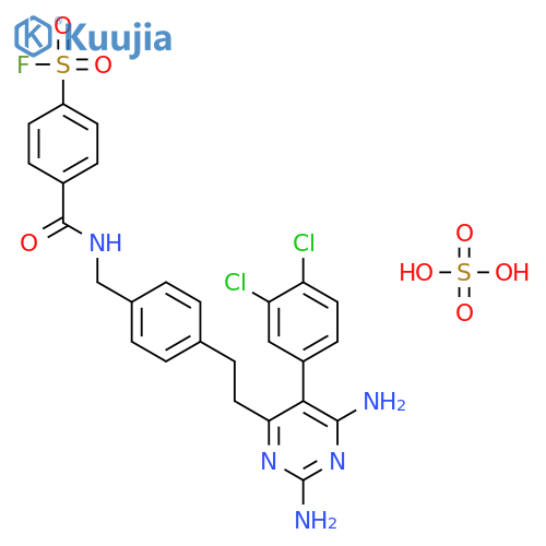 4-[[4-[2-[2,6-diamino-5-(3,4-dichlorophenyl)pyrimidin-4-yl]ethyl]phenyl]methylcarbamoyl]benzenesulfonyl Fluoride;sulfuric Acid structure