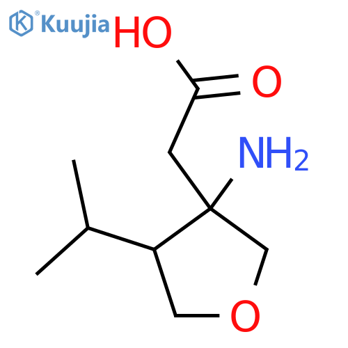 2-3-amino-4-(propan-2-yl)oxolan-3-ylacetic acid structure