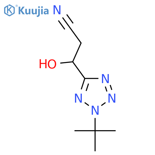 3-(2-tert-butyl-2H-1,2,3,4-tetrazol-5-yl)-3-hydroxypropanenitrile structure