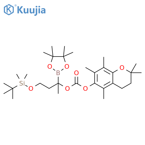 Carbonic acid, 3,4-dihydro-2,2,5,7,8-pentamethyl-2H-1-benzopyran-6-yl 3-[[(1,1-dimethylethyl)dimethylsilyl]oxy]-1-methyl-1-(4,4,5,5-tetramethyl-1,3,2-dioxaborolan-2-yl)propyl ester structure