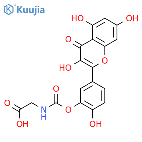 N-[2-Hydroxy-5-(3,5,7-trihydroxy-4-oxo-4H-1-benzopyran-2-yl)phenoxycarbonyl]glycine structure
