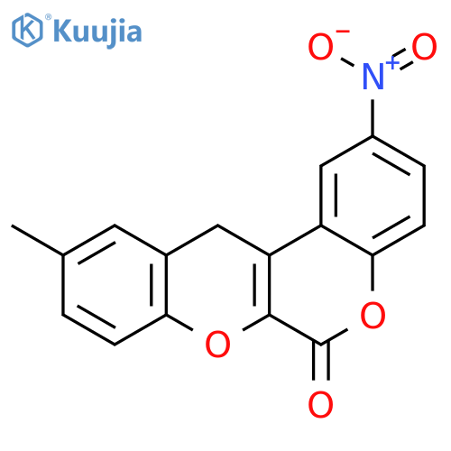 [1]Benzopyrano[3,4-b][1]benzopyran-6(12H)-one, 10-methyl-2-nitro- structure