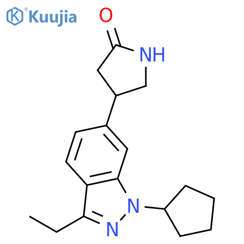 2-Pyrrolidinone, 4-(1-cyclopentyl-3-ethyl-1H-indazol-6-yl)-, (-)- structure