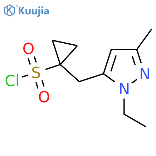 1-(1-ethyl-3-methyl-1H-pyrazol-5-yl)methylcyclopropane-1-sulfonyl chloride structure
