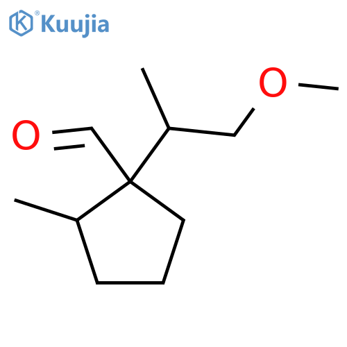 1-(1-methoxypropan-2-yl)-2-methylcyclopentane-1-carbaldehyde structure