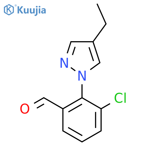 3-chloro-2-(4-ethyl-1H-pyrazol-1-yl)benzaldehyde structure