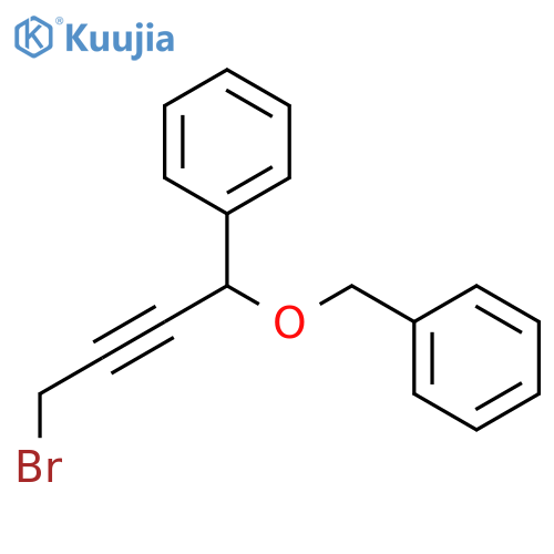 Benzene, [[(4-bromo-1-phenyl-2-butynyl)oxy]methyl]- structure