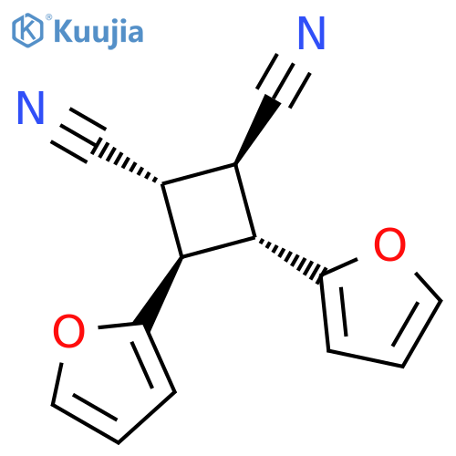 1,2-Cyclobutanedicarbonitrile, 3,4-di-2-furanyl-, (1R,2R,3S,4S)-rel- structure