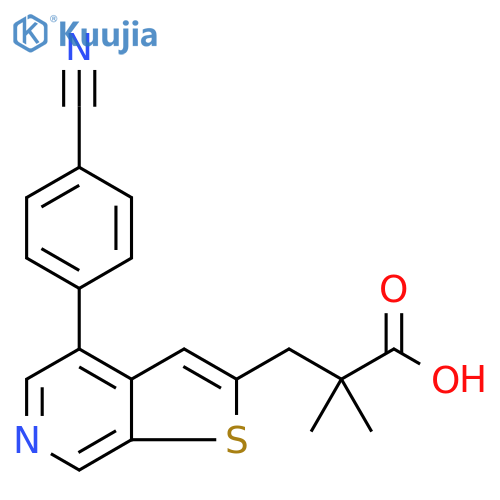 Thieno[2,3-c]pyridine-2-propanoic acid, 4-(4-cyanophenyl)-α,α-dimethyl- structure