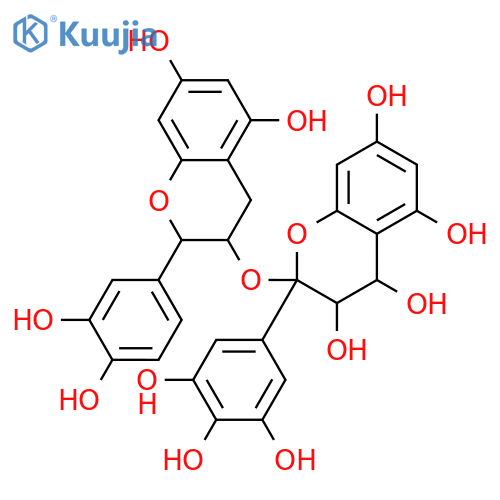 2-{[2-(3,4-dihydroxyphenyl)-5,7-dihydroxy-3,4-dihydro-2H-chromen-3-yl]oxy}-2-(3,4,5-trihydroxyphenyl)-3,4-dihydro-2H-chromene-3,4,5,7-tetrol structure