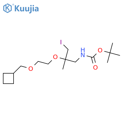 tert-butyl N-{2-2-(cyclobutylmethoxy)ethoxy-3-iodo-2-methylpropyl}carbamate structure