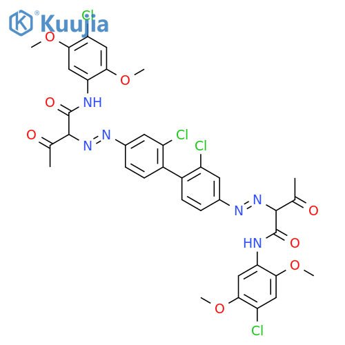 2,2'-[(2,2'-dichlorobiphenyl-4,4'-diyl)di(E)diazene-2,1-diyl]bis[N-(4-chloro-2,5-dimethoxyphenyl)-3-oxobutanamide] structure