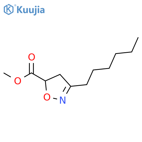 5-Isoxazolecarboxylic acid, 3-hexyl-4,5-dihydro-, methyl ester structure