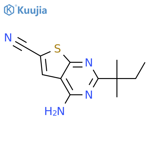 Thieno[2,3-d]pyrimidine-6-carbonitrile, 4-amino-2-(1,1-dimethylpropyl)- structure