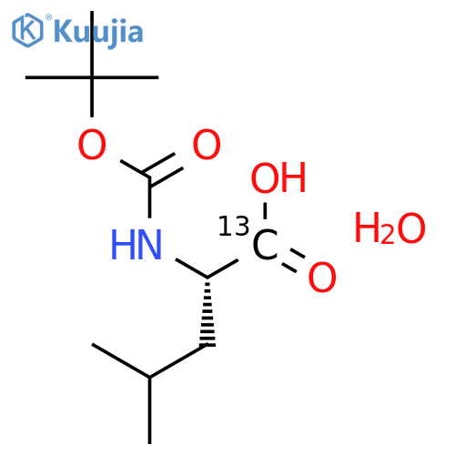 L-Leucine-1-13C,N-[(1,1-dimethylethoxy)carbonyl]-, monohydrate (9CI) structure