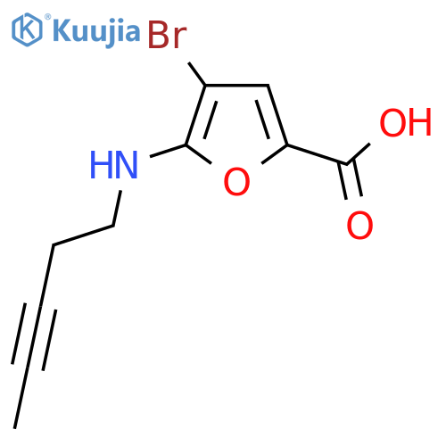 4-bromo-5-(pent-3-yn-1-yl)aminofuran-2-carboxylic acid structure