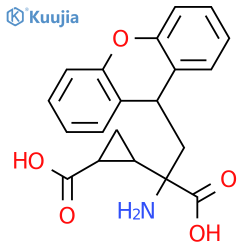 2(S)-Amino-2-[2(R)-carboxy-1(R)-cyclopropyl]-3-(9H-xanthen-9-yl)propionic acid structure