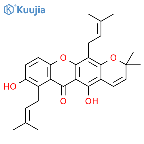 2H,6H-Pyrano[3,2-b]xanthen-6-one, 5,8-dihydroxy-2,2-dimethyl-7,12-bis(3-methyl-2-butenyl)- (9CI) structure