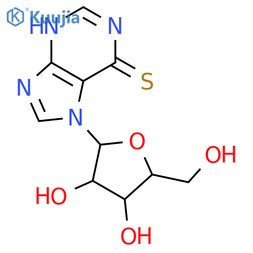 6H-Purine-6-thione,1,7-dihydro-7-b-D-ribofuranosyl- structure