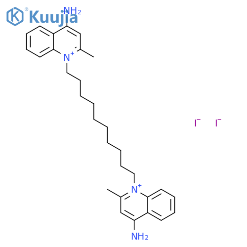 Quinolinium,1,1'-(1,10-decanediyl)bis[4-amino-2-methyl-, iodide (1:2) structure