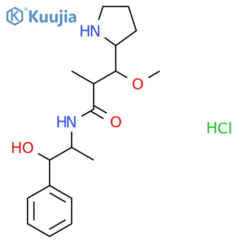 N-(1-Hydroxy-1-phenylpropan-2-yl)-3-methoxy-2-methyl-3-pyrrolidin-2-ylpropanamide;hydrochloride structure