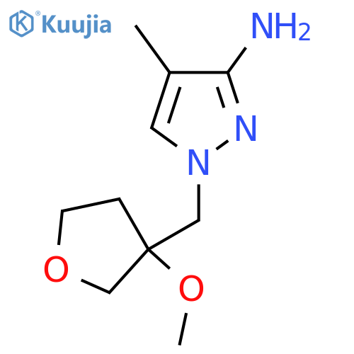 1-(3-methoxyoxolan-3-yl)methyl-4-methyl-1H-pyrazol-3-amine structure