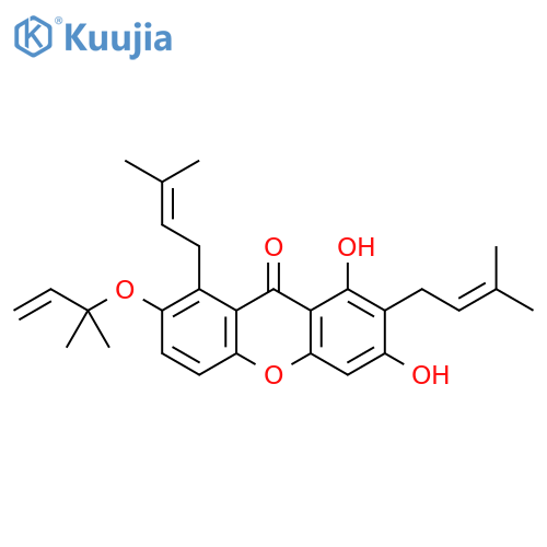 9H-Xanthen-9-one, 7-[(1,1-dimethyl-2-propen-1-yl)oxy]-1,3-dihydroxy-2,8-bis(3-methyl-2-buten-1-yl)- structure