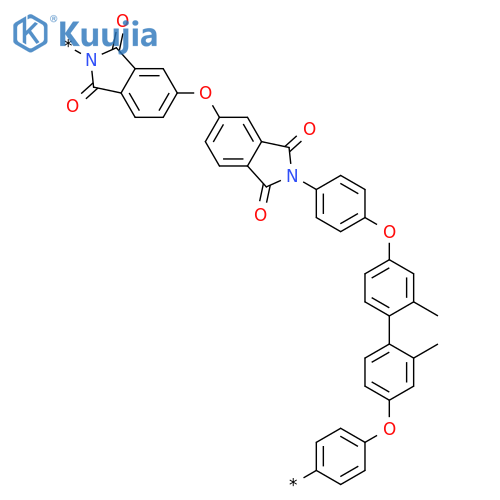 Poly[(1,3-dihydro-1,3-dioxo-2H-isoindole-2,5-diyl)oxy(1,3-dihydro-1,3-dioxo-2H-isoindole-5,2-diyl)-1,4-phenyleneoxy(2,2'-dimethyl[1,1'-biphenyl]-4,4'-diyl)oxy-1,4-phenylene] structure