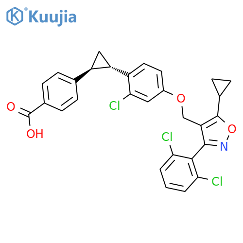 Benzoic acid, 4-[(1S,2S)-2-[2-chloro-4-[[5-cyclopropyl-3-(2,6-dichlorophenyl)-4-isoxazolyl]methoxy]phenyl]cyclopropyl]- structure