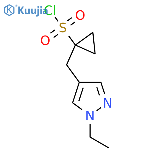1-(1-ethyl-1H-pyrazol-4-yl)methylcyclopropane-1-sulfonyl chloride structure