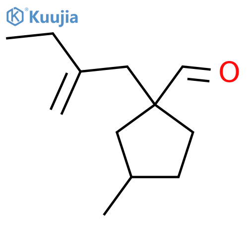 3-methyl-1-(2-methylidenebutyl)cyclopentane-1-carbaldehyde structure