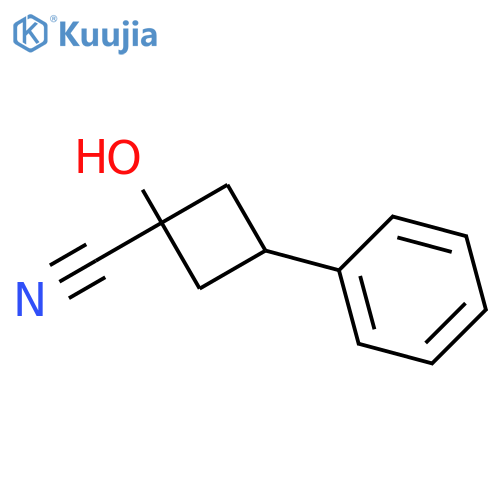 1-hydroxy-3-phenylcyclobutane-1-carbonitrile structure