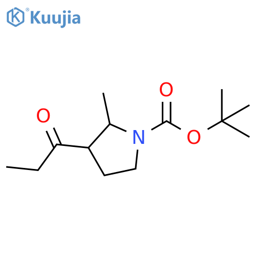 1-Pyrrolidinecarboxylic acid, 2-methyl-3-(1-oxopropyl)-, 1,1-dimethylethyl ester structure
