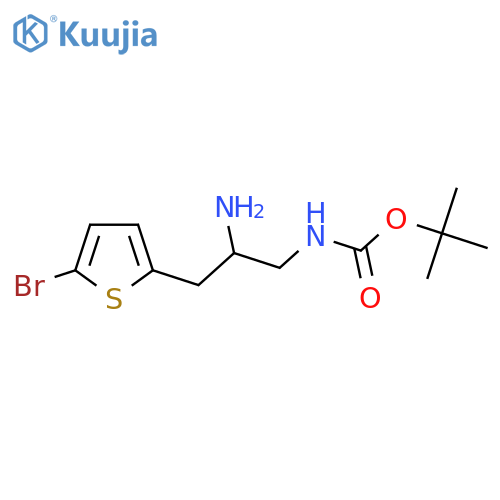 tert-butyl N-2-amino-3-(5-bromothiophen-2-yl)propylcarbamate structure