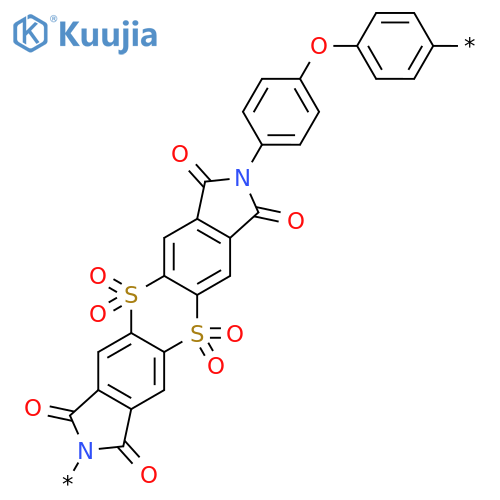 Poly[(1,3,7,9-tetrahydro-5,5,11,11-tetraoxido-1,3,7,9-tetraoxo-2H,8H-[1,4]dithiino[2,3-f:5,6-f']diisoindole-2,8-diyl)-1,4-phenyleneoxy-1,4-phenylene] structure