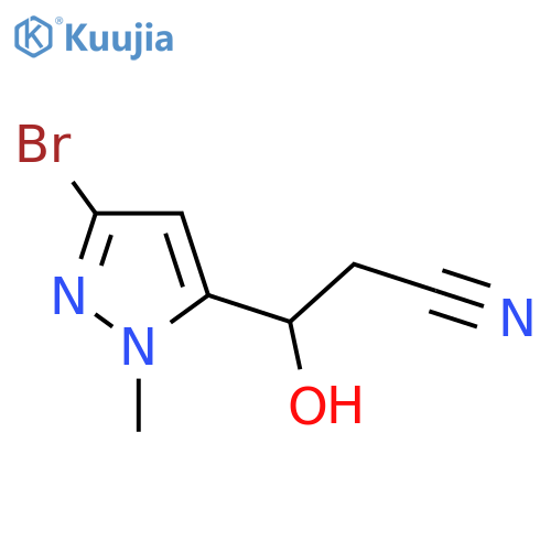 3-(3-bromo-1-methyl-1H-pyrazol-5-yl)-3-hydroxypropanenitrile structure