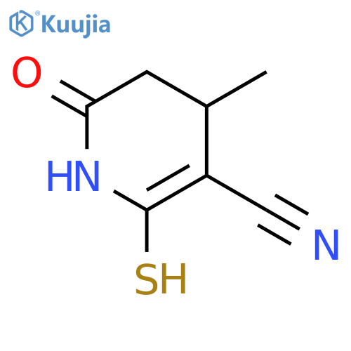 3-Pyridinecarbonitrile, 1,4,5,6-tetrahydro-2-mercapto-4-methyl-6-oxo- structure