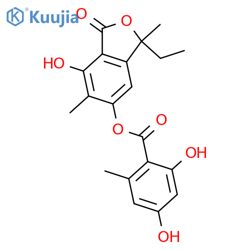 3-Ethyl-5,7-dihydroxy-3,6-dimethyl-1(3H)-isobenzofuranone; (S)-form, 5-O-(2,4-Dihydroxy-6-methylbenzoyl) structure