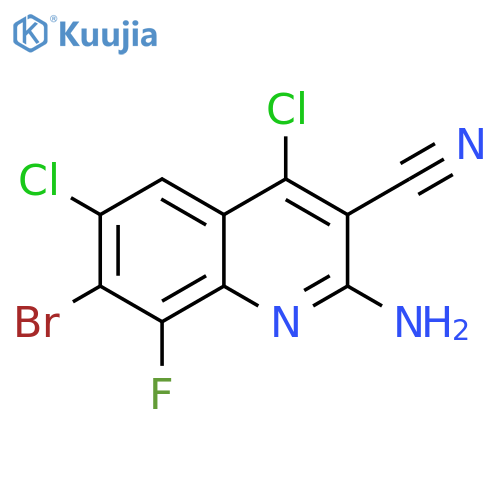 2-amino-7-bromo-4,6-dichloro-8-fluoroquinoline-3-carbonitrile structure