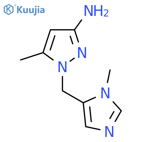 5-methyl-1-(1-methyl-1H-imidazol-5-yl)methyl-1H-pyrazol-3-amine structure