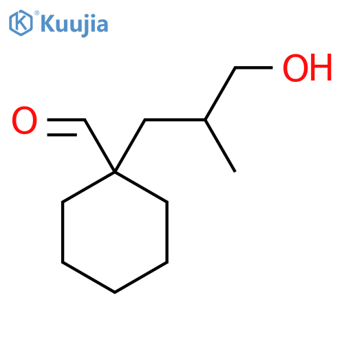 1-(3-hydroxy-2-methylpropyl)cyclohexane-1-carbaldehyde structure