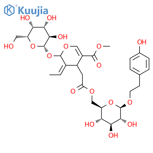 Methyl (5Z)-5-ethylidene-4-[2-oxo-2-[[(2R,3S,4S,5R,6R)-3,4,5-trihydroxy-6-[2-(4-hydroxyphenyl)ethoxy]oxan-2-yl]methoxy]ethyl]-6-[(2S,3R,4S,5R,6R)-3,4,5-trihydroxy-6-(hydroxymethyl)oxan-2-yl]oxy-4H-pyran-3-carboxylate structure