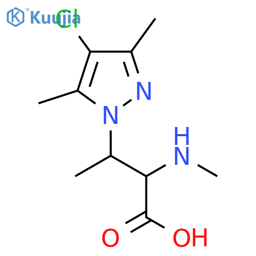 3-(4-chloro-3,5-dimethyl-1H-pyrazol-1-yl)-2-(methylamino)butanoic acid structure